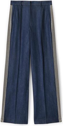 Motivi Palazzo broek met denim-effect en zijstrepen - Dames - Wijde Broeken - Blauw - XS - Denim - Broeken
