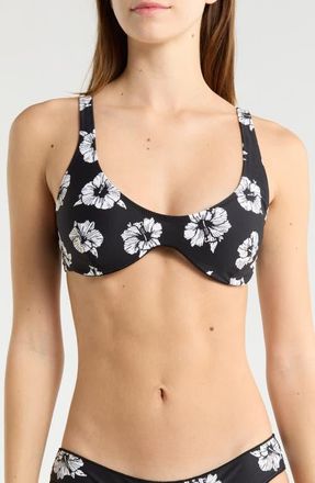 Rip Curl Party Wave Multi Fit Underwire Bikini Top in Black/White at Nordstrom, Size X-Small