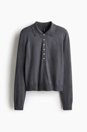 H&M Poloshirt mit Langarm - Grau