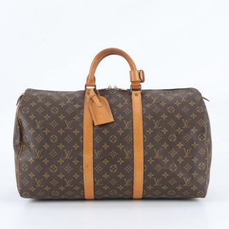 Louis Vuitton Brown Leather Coated Canvas Boston Bag Tote Bag (Pre-Owned)