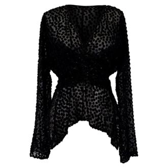 Isabel Marant Ulietta Metallic Devor&eacute; Blouse in Black Viscose