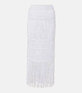SIMKHAI Yarra fringed cotton midi skirt