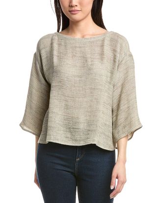 Eileen Fisher Eileen Fisher Bateau Neck Box Linen-Blend Top
