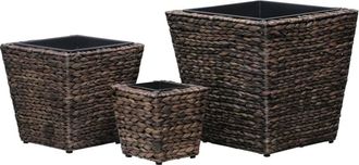 vidaXL Vidaxl - Conjunto De Arriates 3 Piezas Jacinto De Agua Marr&oacute;n