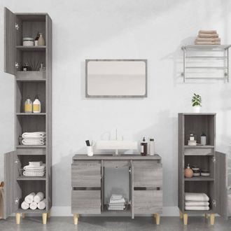 Berkfield Home Sink Cabinet Grey Sonoma 80x33x60 cm Engineered Wood | Size: 80 x 33 x 60 cm