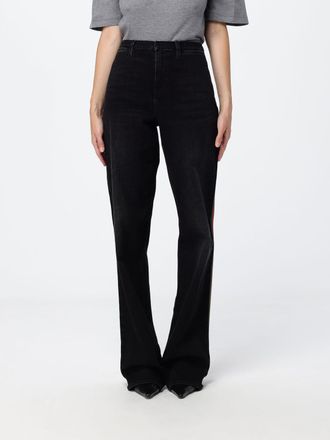 Gucci Jeans straight a vita alta in denim di cotone con logo Web