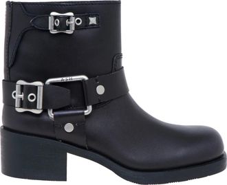 Ash Biker Enkellaars - Dames - Laarzen met Hak - Zwart - 38 EU - Leer - Schoenen