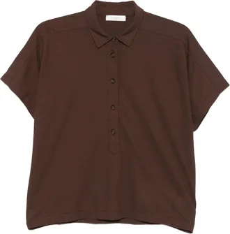 Zanone Brown Cropped Relaxed Fit Polo Shirt
