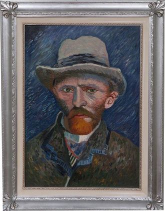Biscottini International Hand painted oil painting on canvas wood made frame silver leaf finish VAN GOGH - AUTORITRATTO 70