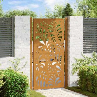 vidaXL Puerta De Jard&iacute;n De Acero Desgastado Dise&ntilde;o Ondulado 105x180 Cm Vidaxl