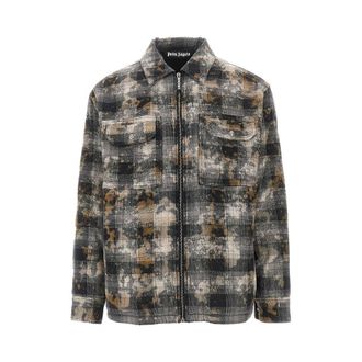 Palm Angels Curved Logo print check oevrshirt Man 48