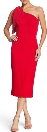 Dress The Population Tiffany One-Shoulder Midi Dress in Rouge at Nordstrom, Size Xx-Small