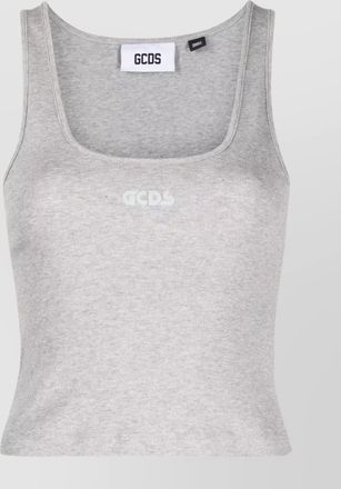 GCDS ribbed scoop neck sleeveless top