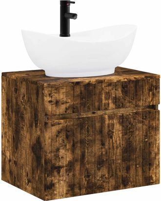 vidaXL Juego De Muebles De Ba&ntilde;o Roble Ahumado Madera De Ingenier&iacute;a Vidaxl