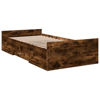 Berkfield Home Modern Bed Frame with Drawers without Mattress Smoked Oak 90x190 in Brown | Size: Single
