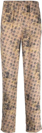 Acne Studios floral-print straight-leg trousers - men - Viscose/Cupro - 50 - Neutrals