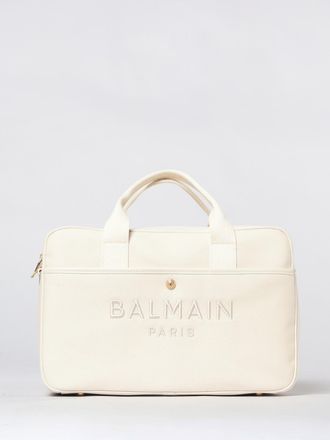 Balmain Diaper bag in canvas di cotone con logo ricamato