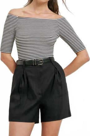 Favorite Daughter The Sara Half Sleeve Top In Black/white Stripe