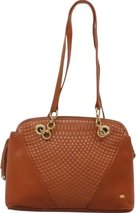Bally Brown,Gold Leather Shoulder Bag (Pre-Owned)