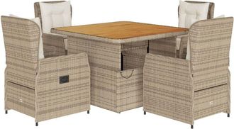vidaXL Set Comedor De Jard&iacute;n 5 Pzas Con Cojines Rat&aacute;n Sint&eacute;tico Beige Vidaxl