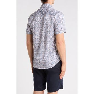 Bugatchi Short Sleeve Woven Shirt in Sand at Nordstrom Rack, Size Xxx-Large