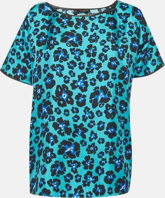 Dsquared2 Blue Floral Print Silk Blouse