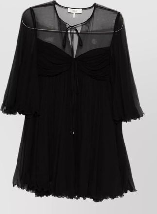 Chlo&eacute; silk gathered long-sleeve mini dress