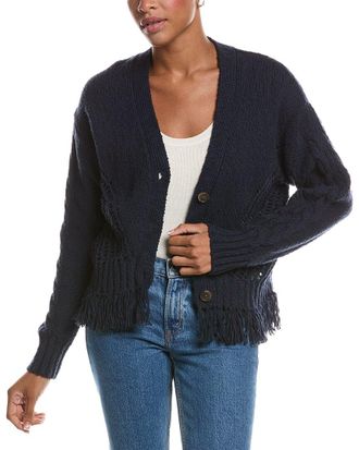 Autumn Cashmere Fringe Mixed Stitch Open Cardigan