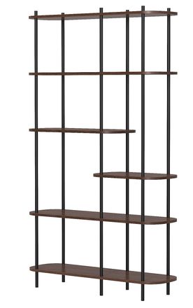 Nordlys Modern Industrial 5-Level Wooden Bookshelf in Brown