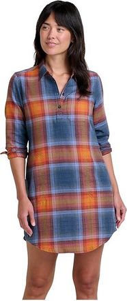 Toad&Co Re-Form Popover Long Sleeve Dress Womens Dress Ink Ombre : LG, Cotton/Polyester