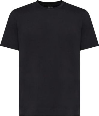 Ermenegildo Zegna Tops, Heren, Blauw, S, Katoen, Blauw Katoenen Crew Neck T-shirt