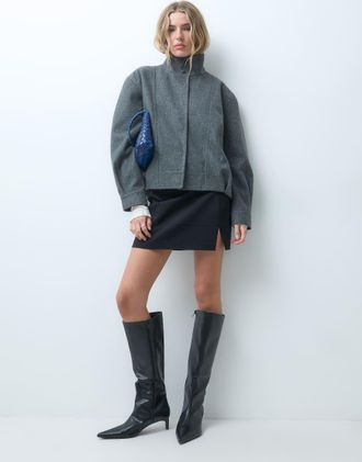 Only bomber jacket con collo alto grigio