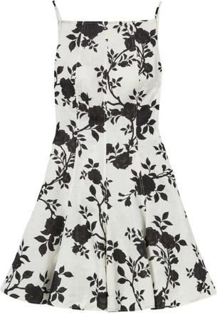 Self Portrait Kleedjes, Dames, Wit, M, Linnen, Mini-jurk van linnen met bloemenprint