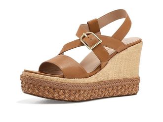 Johnston & Murphy Addison Asymmetrical Wedge Womens Sandals Cognac Nappa Leather : 7.5 M