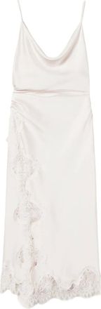 Twin-Set Abito in raso con bordo in pizzo - Bianco