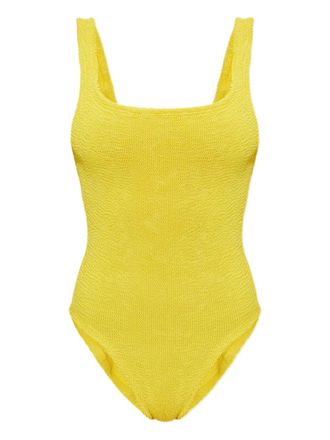 Hunza G square-neck crinkle swimsuit - Yellow