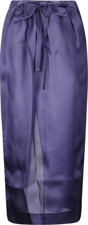 Khaite Semi-Transparent Silk Maxi Skirt With Deep Back Slit