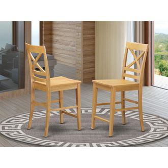 East West Furniture Quincy Counter Height Stools With X-Back in Oak Finish, Set of 2