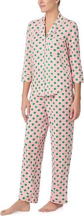 Kate Spade New York 3/4 Sleeve Long PJ Set Womens Pajama Sets Breezy Dot : XL, Polyester/Spandex