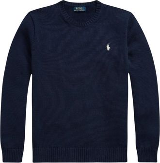 Ralph Lauren Katoenen trui met ronde hals - Heren - Ronde hals truien - Blauw - S - Katoen - Truien & Vesten