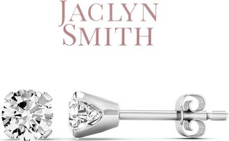 Jaclyn Smith 2 Carat Moissanite Stud Earrings In Yellow Gold