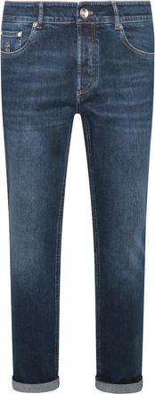 Brunello Cucinelli Jeans Blue And Green-Uomo