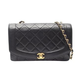 Chanel Pre-owned Matelasse Diana Flap Lambskin Shoulder Bag - Dames - Pre-owned - Zwart - Maat: ONE Size Leer