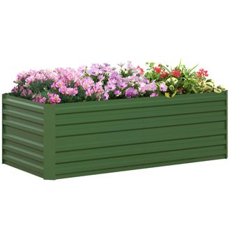 OUTSUNNY Galvanised Steel Outdoor Raised Bed w/ Reinforced Rods - Green | TJ Hughes