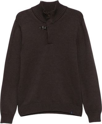 Fay Elbow-Patch High Collar Sweater