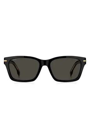 BOSS 56mm Rectangular Sunglasses in Black/Grey at Nordstrom