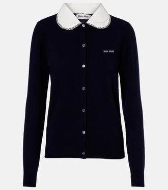 Miu Miu Logo cashmere cardigan