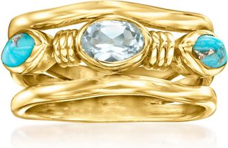 Ross-Simons Turquoise and. Sky Blue Topaz Ring in 18kt Gold Over Sterling