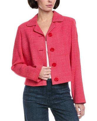 Akris Lautrec Leather-Trim Wool-Blend Jacket