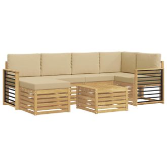 vidaXL Conjunto De Sof&aacute;s De Exterior 7 Pcs Y Beige Poli&eacute;ster Vidaxl